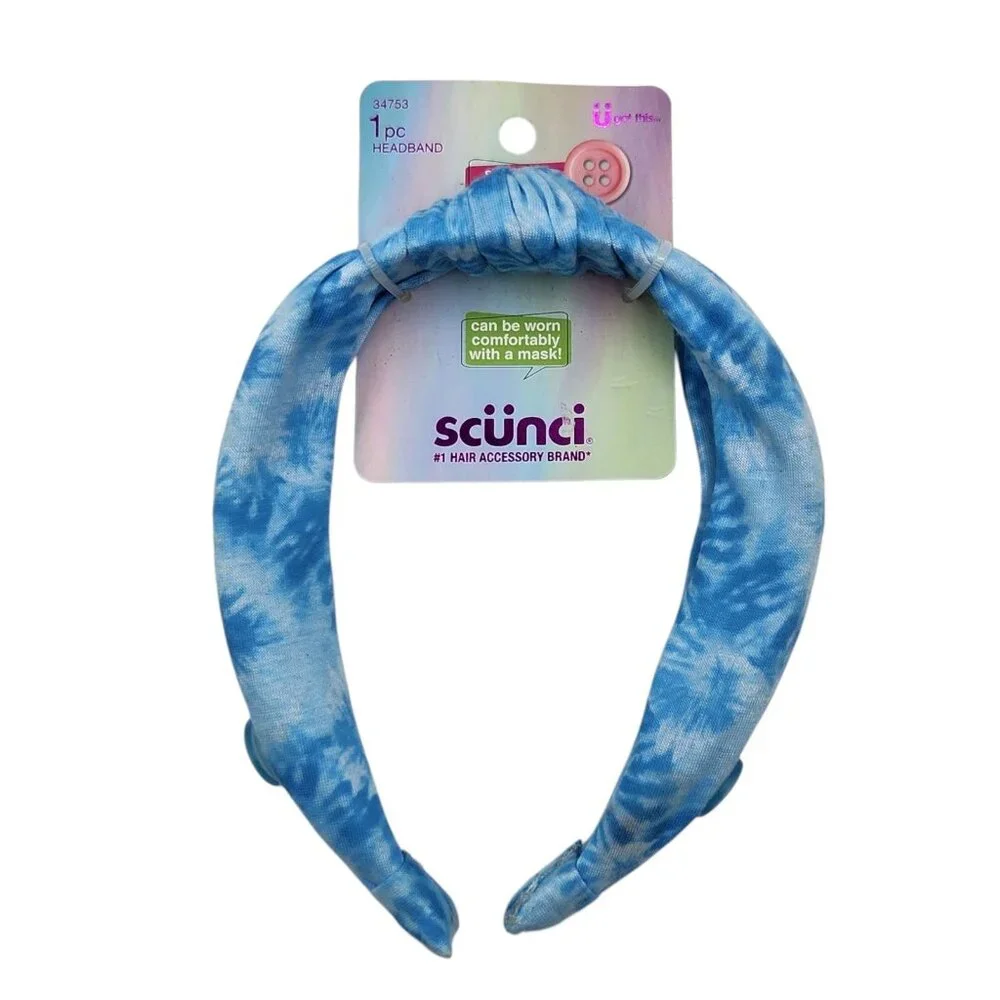 Scunci U Got This‎ Headband with Buttons for Mask 3 Pcs Multicolor Tie Dye Set